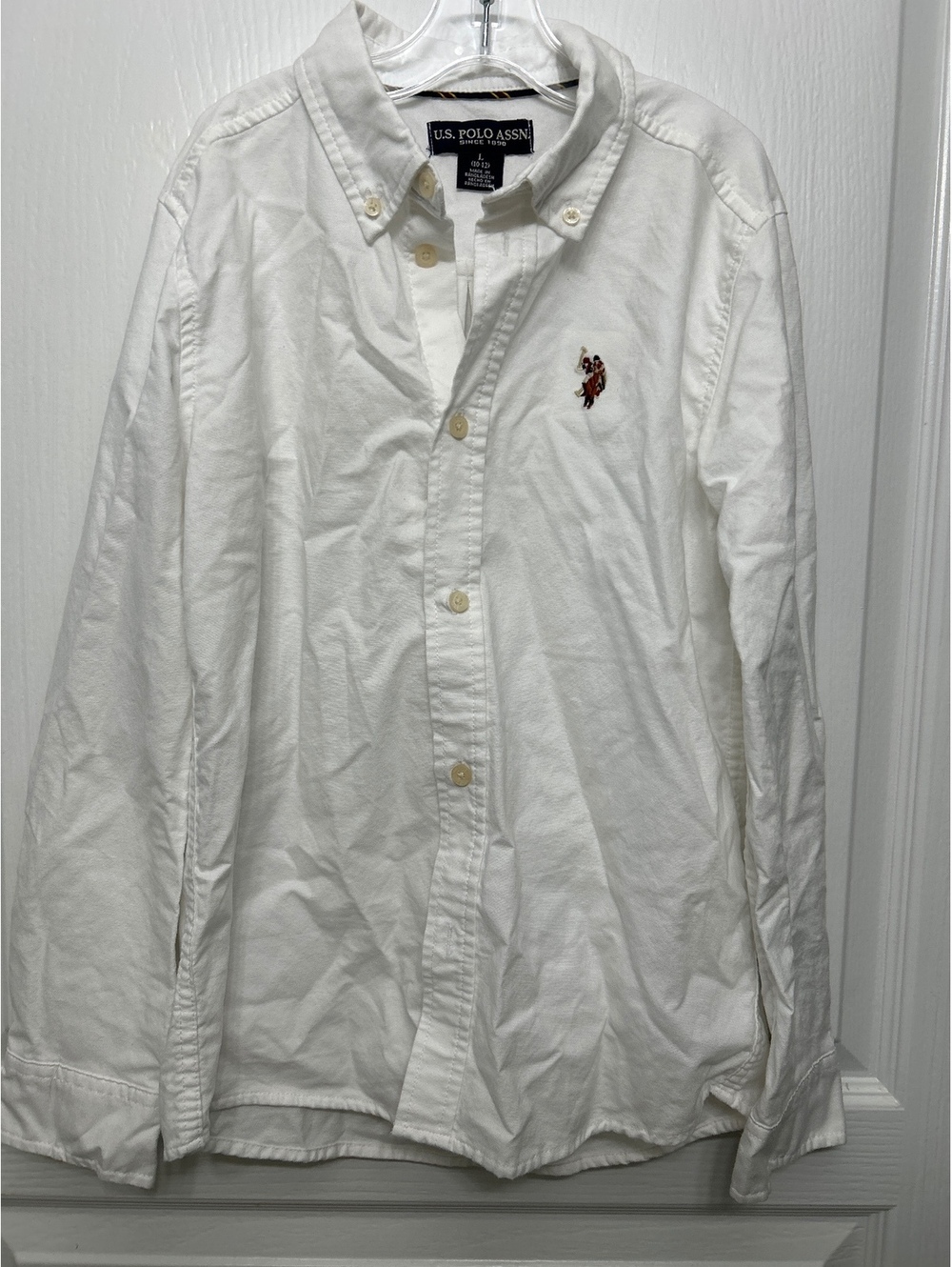 U.S. Polo Assn. boys Long Sleeve White Button-Down Shirt Large